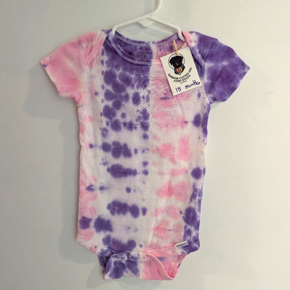 Kid-dyed Purple and Pink Tie-Dye Bodysuit